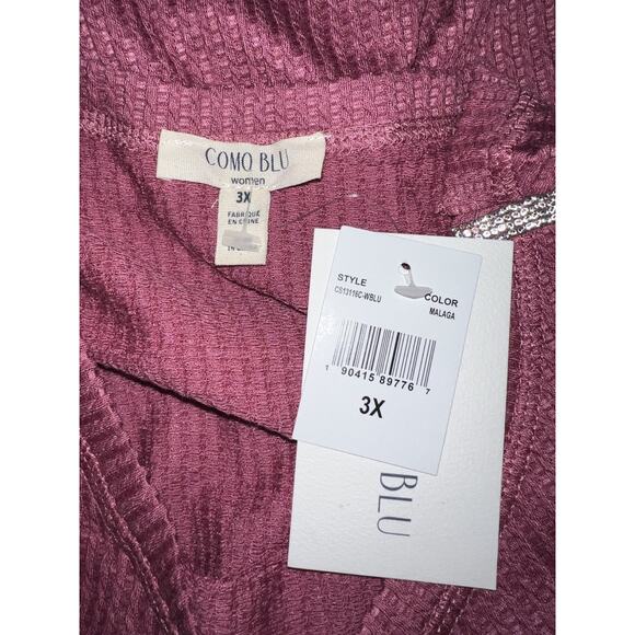 New Como Blu Top Plus Sz 3X Pink Cold Shoulder Short Sleeve Embellished Blouse - Picture 8 of 10